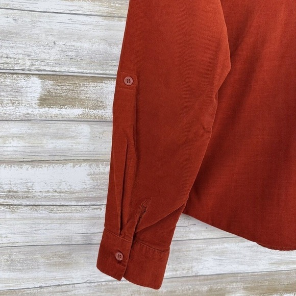 Forever 21 Womens Shirt Top Medium Cropped Corduroy Rustic Orange Oversized - Picture 6 of 11